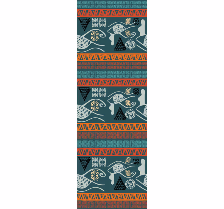 Coastal tribal geometry fish wallpaper - TenStickers