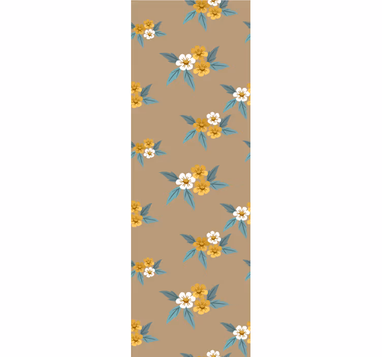 Brown floral motif flower wallpaper - TenStickers