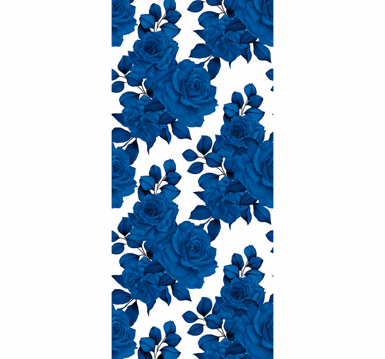 Blue rose bloom floral ornament wallpaper - TenStickers