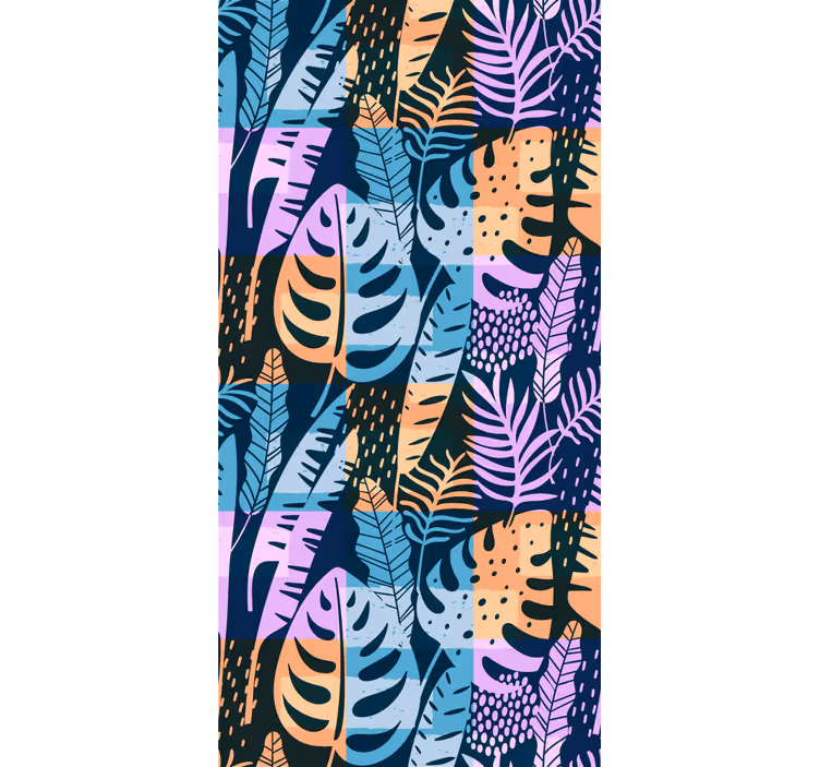 Tropical colored art leaf wallpaper - TenStickers