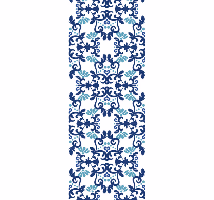 Ornate blue mosaic tile effect wallpaper - TenStickers