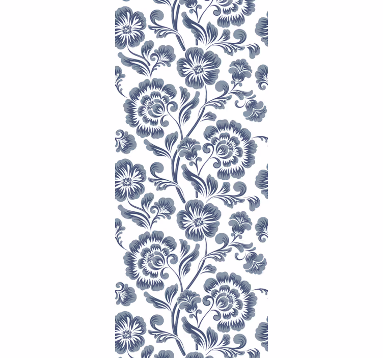 Navy elegant print floral ornament wallpaper - TenStickers