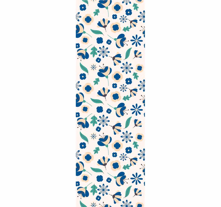Floral Blue Pattern flower wallpaper - TenStickers