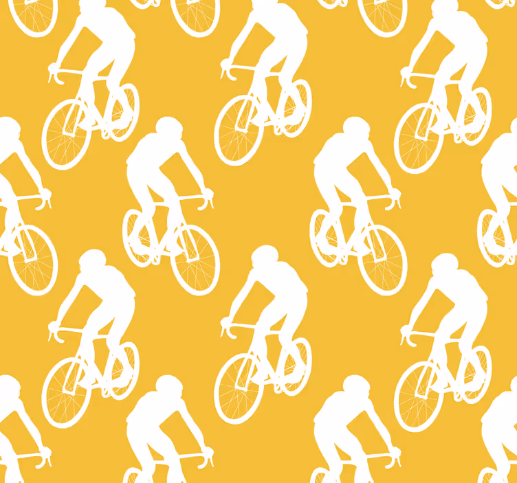Cyclists yellow wallpaper - TenStickers