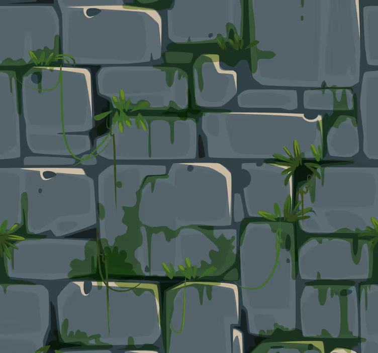 Leaves Brick Wall Effect wallpaper - TenStickers