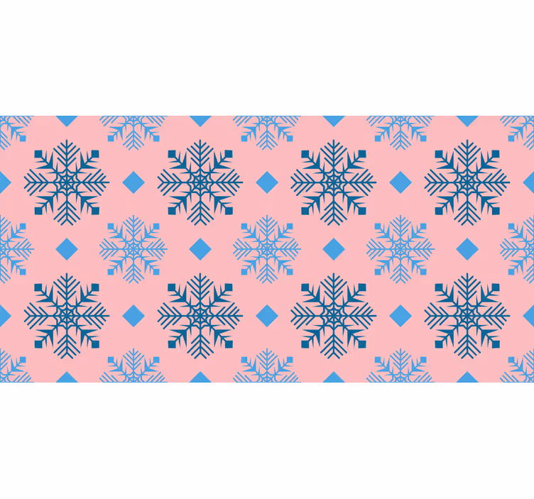 Christmas wallpaper in pink and blue snowflakes - TenStickers