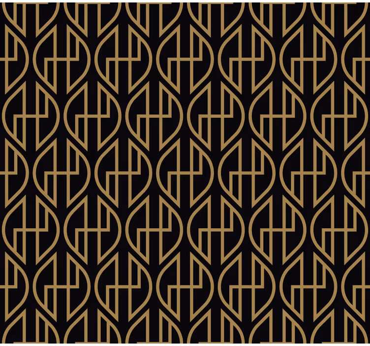 Living room wallpaper in black and gold lines - TenStickers