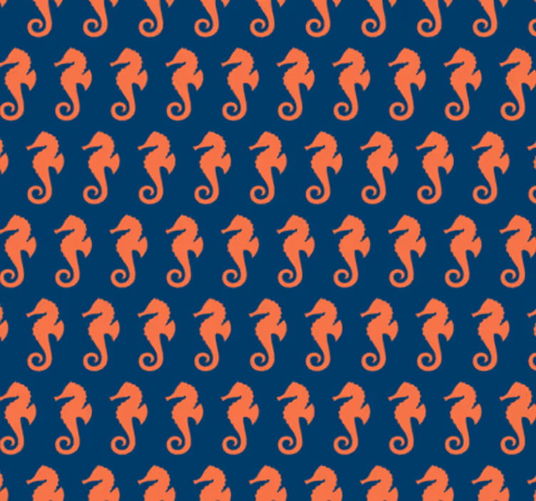 Bedroom wallpaper orange sea horse pattern decor - TenStickers