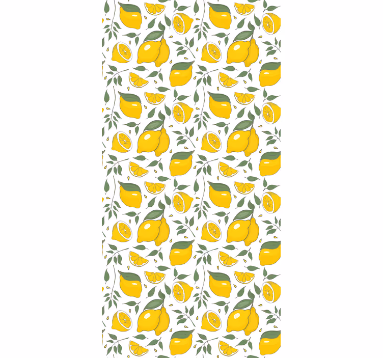 Bedroom wallpaper lemons and cream flowers - TenStickers