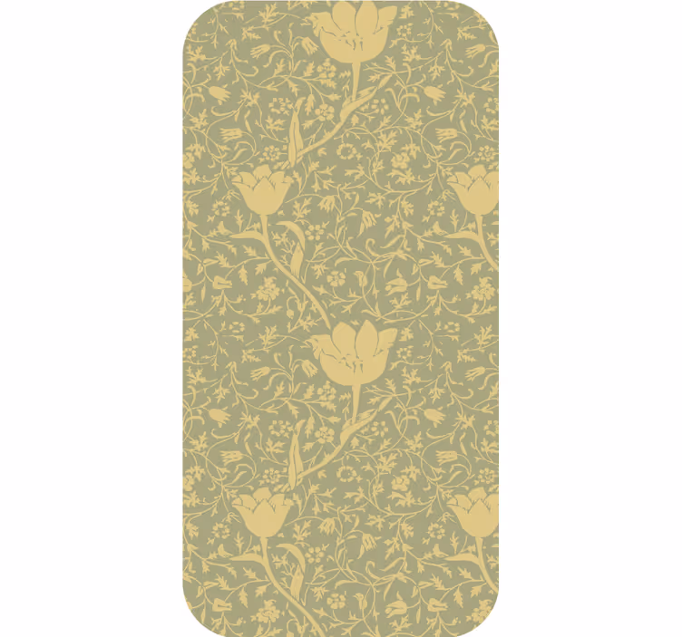 Ornamental wallpaper with a subtle gold and green floral pattern - TenStickers