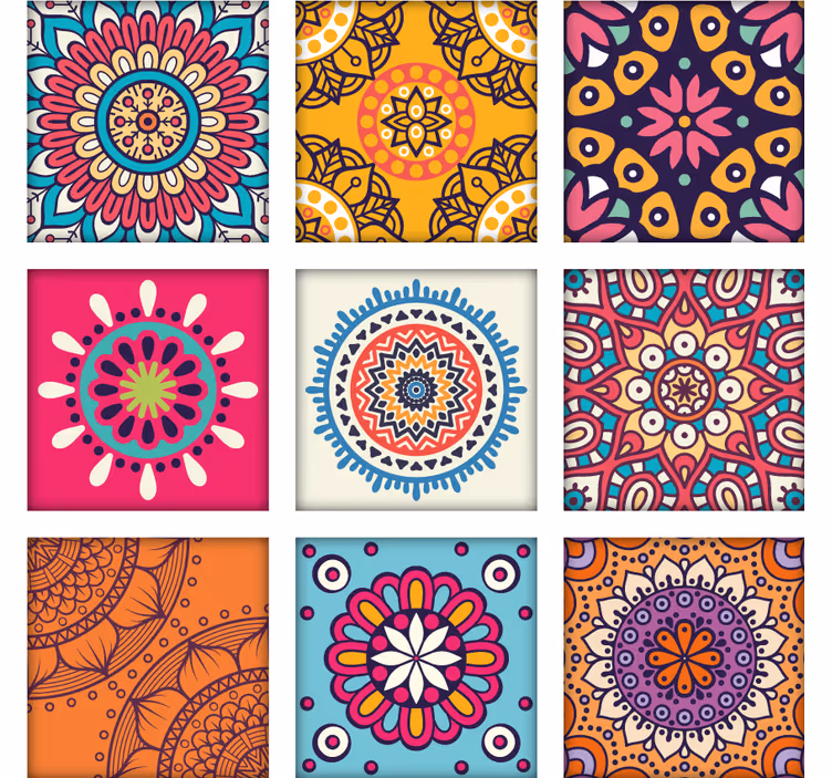 Ornamental wallpaper with vibrant mosaic designs - TenStickers