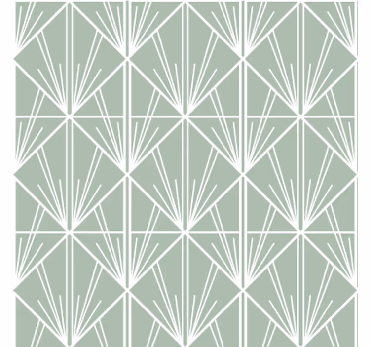 Living room wallpaper in green and white art déco - TenStickers