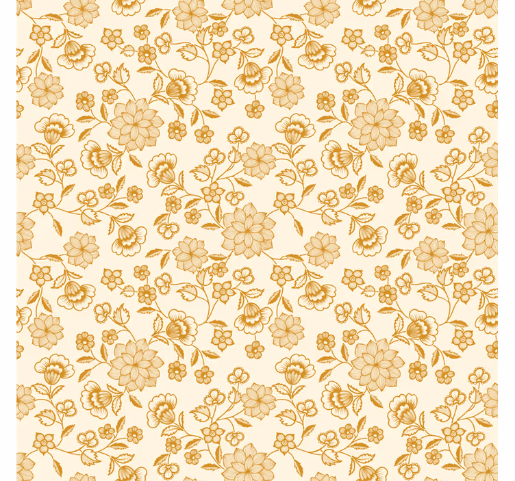 Living room wallpaper floral orange paisley - TenStickers