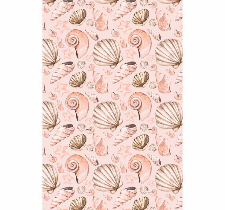 Animal wallpaper in soft pastel seashells - TenStickers