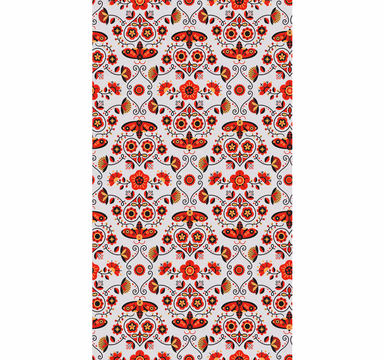 Bedroom wallpaper red folklore pattern from poland - TenStickers