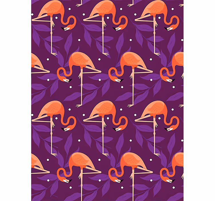 Birds wallpaper with pink tropical flamingos - TenStickers