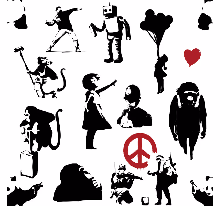Bedroom wallpaper with playful character designs - TenStickers