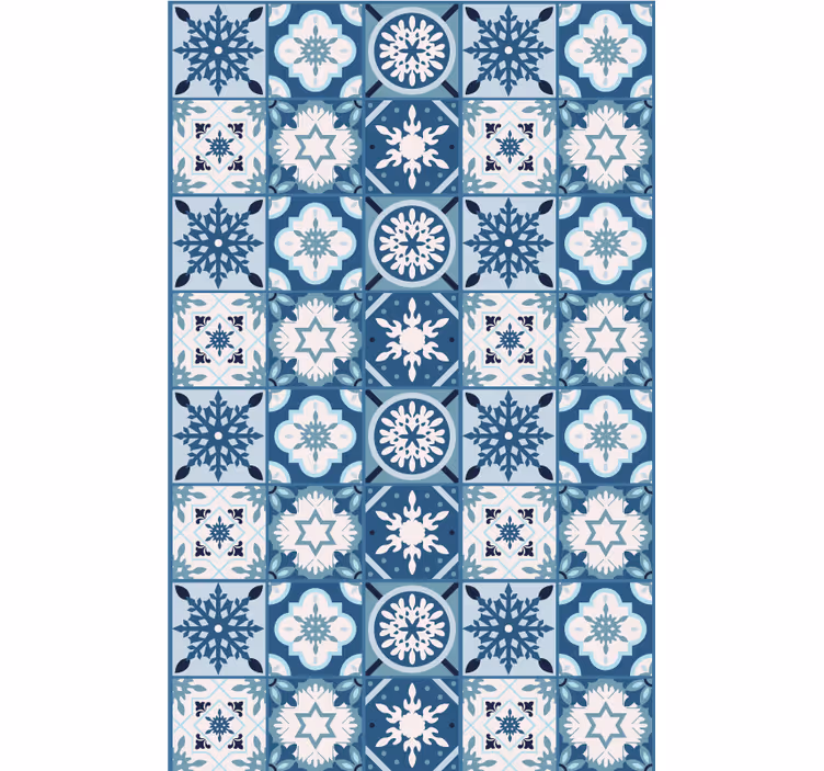 Christmas wallpaper blue snowflake tiles - TenStickers