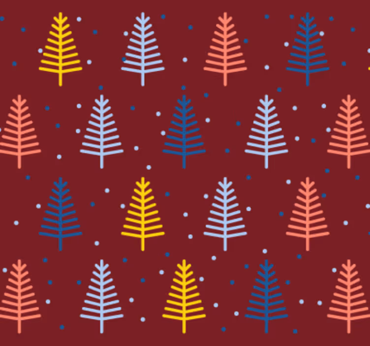 Christmas wallpaper red trees pattern - TenStickers
