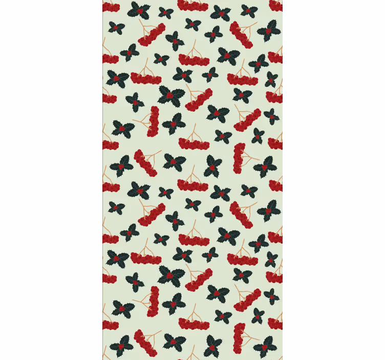 Christmas wallpaper hand-drawn berries pattern - TenStickers