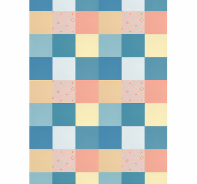 Hallway wallpaper in colorful retro patchwork pattern - TenStickers