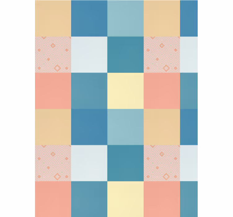 Dining room wallpaper with colorful retro patchwork - TenStickers