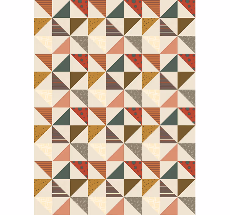 Dining room wallpaper with patchwork triangle design - TenStickers