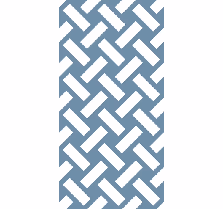 Dining room wallpaper geometric blue squared pattern - TenStickers