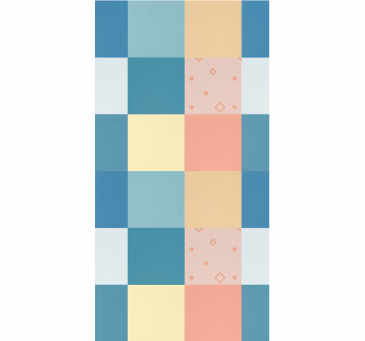 Dining room wallpaper geometric pastel checkerboard - TenStickers