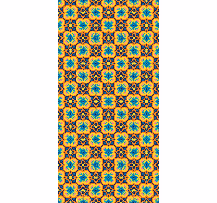 Textured wallpaper in yellow and blue boho pattern - TenStickers
