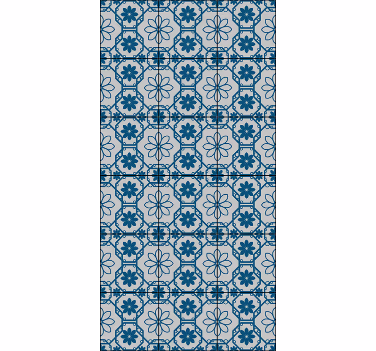 Tile effect wallpaper floral mosaic design - TenStickers
