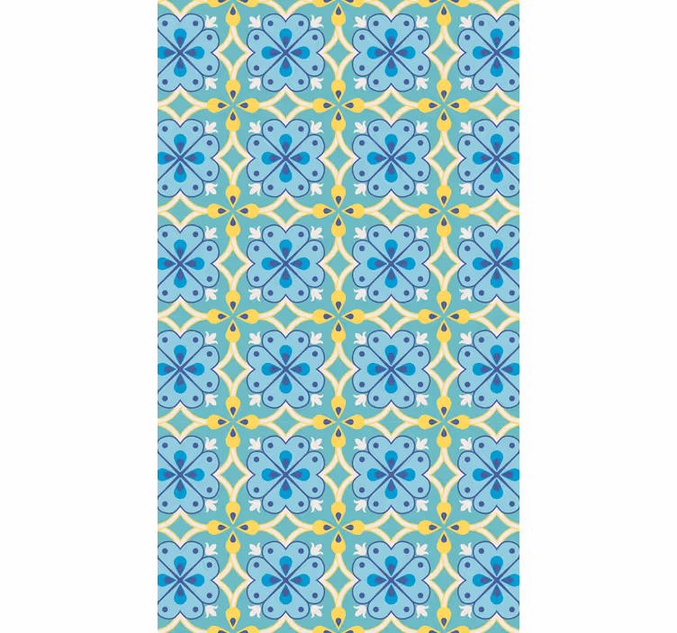 Tile effect wallpaper with floral patterns - TenStickers