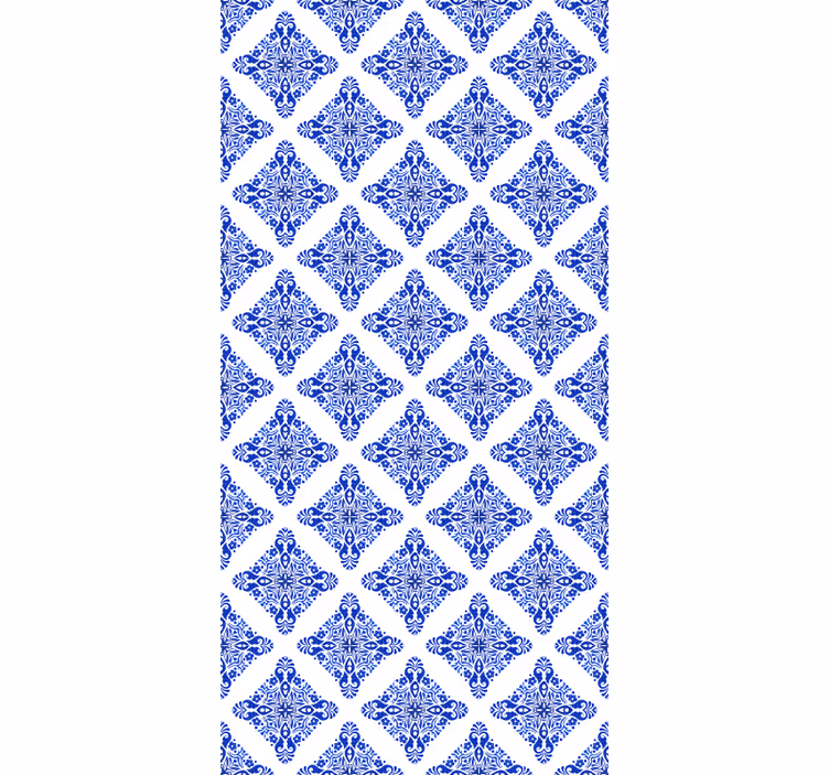 Patterned blue tile effect wallpaper - TenStickers