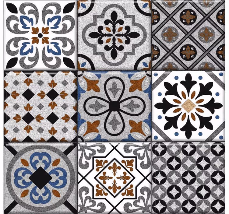 Tile effect wallpaper moroccan dark pattern - TenStickers