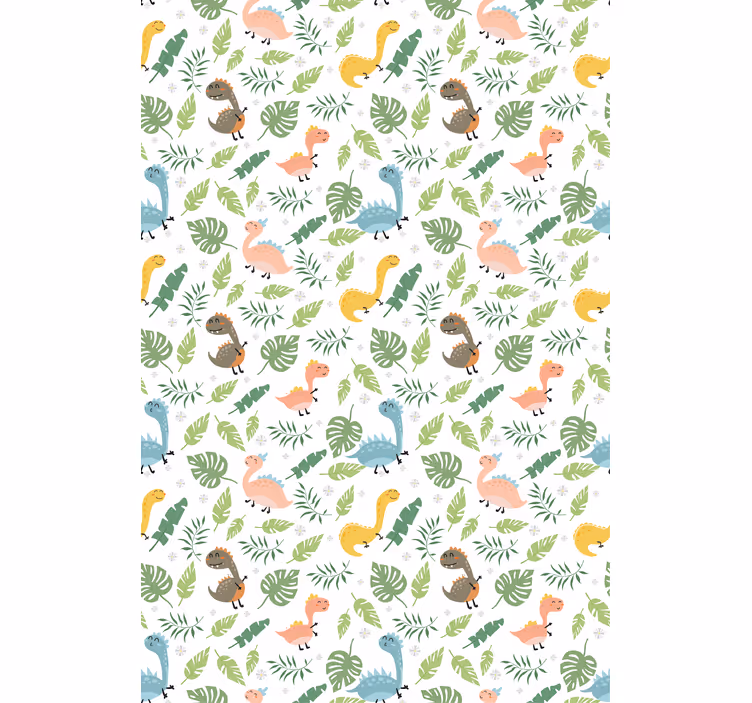Kids wallpaper pastel forest with dinosaur pattern - TenStickers