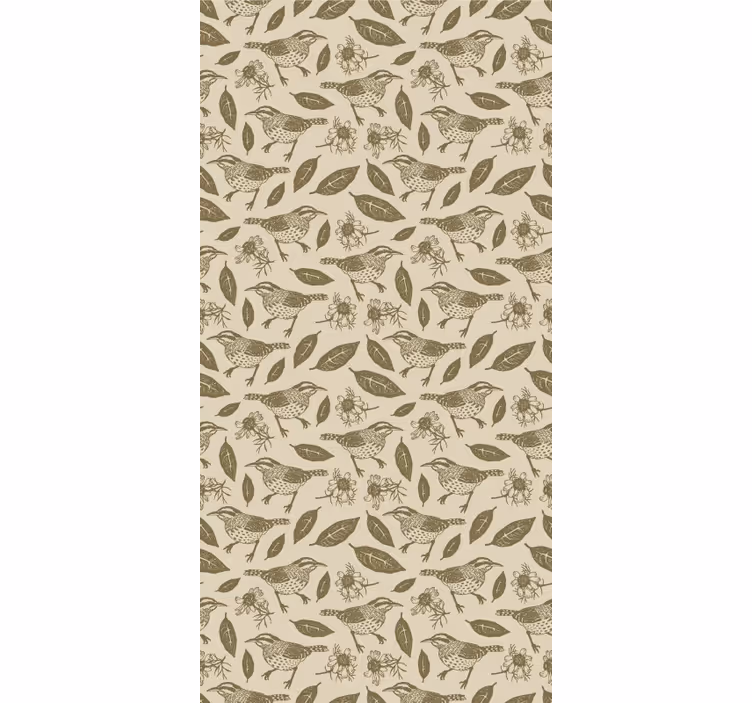 Kids wallpaper with birds in nature and plants - TenStickers