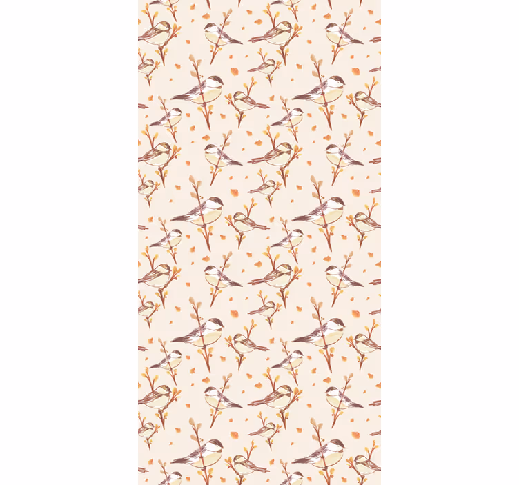 Kids wallpaper aquarella birds on branches - TenStickers