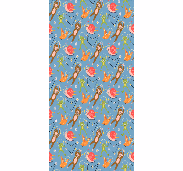 Kids wallpaper colorful forest animal astronauts - TenStickers