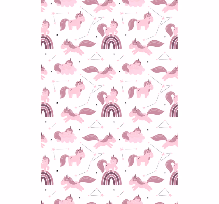 Kids wallpaper featuring whimsical unicorns and stars - TenStickers
