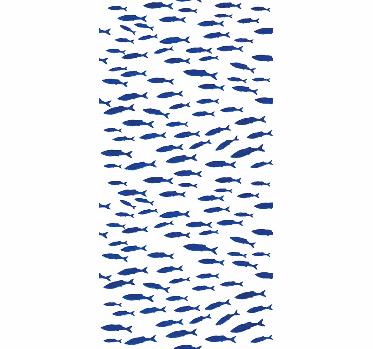Kids wallpaper blue fish pattern on white background - TenStickers