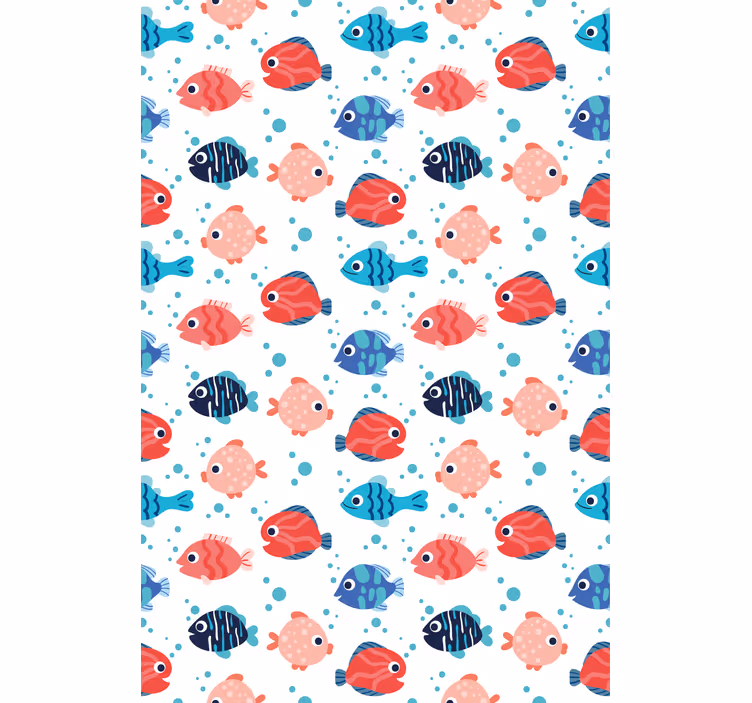 Kids wallpaper pink and blue fishes - TenStickers