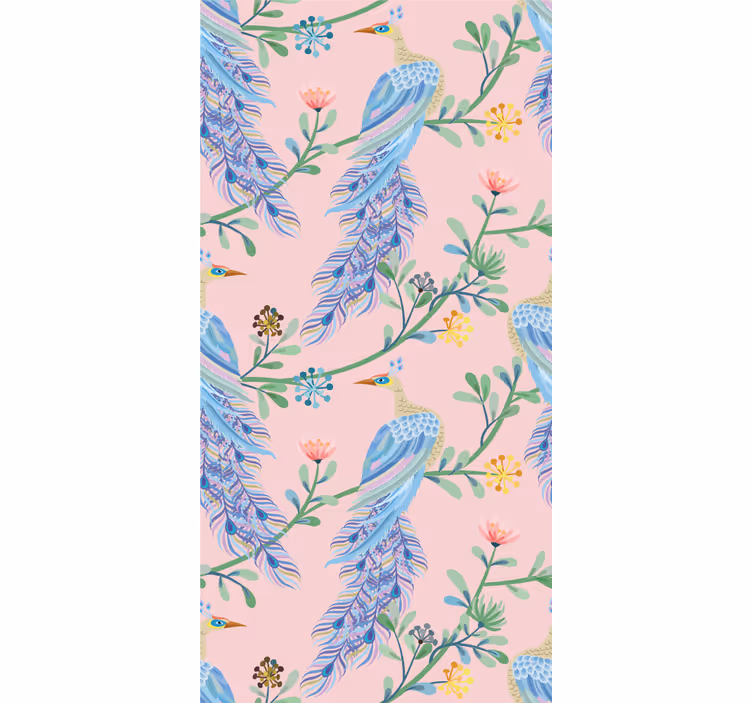 Kids wallpaper birds in a pink paradise - TenStickers