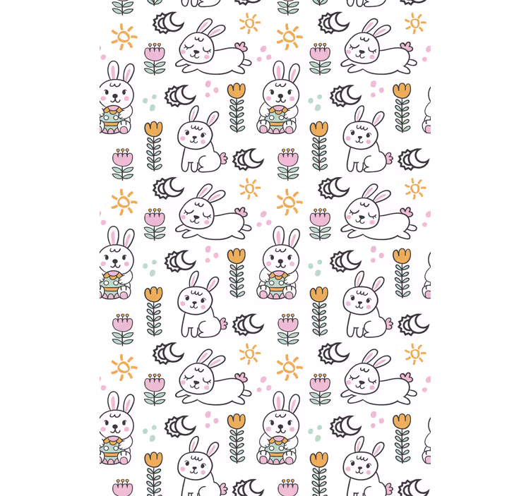 Kids wallpaper with easter bunny design - TenStickers