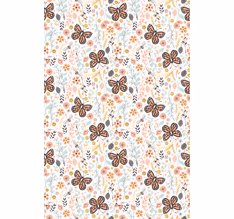 Hallway wallpaper butterfly garden design - TenStickers