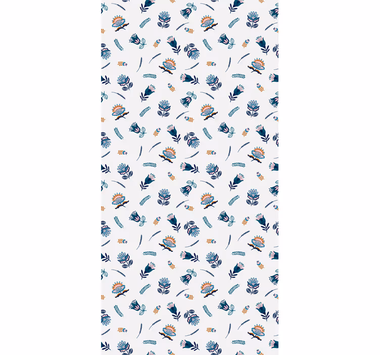 Hallway wallpaper in blue folk art design - TenStickers