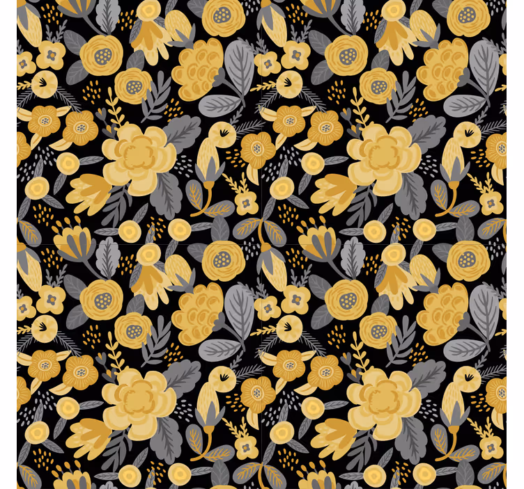 Hallway wallpaper in yellow botanical design - TenStickers