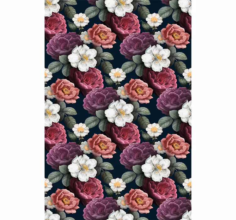 Hallway wallpaper graceful bloom design - TenStickers