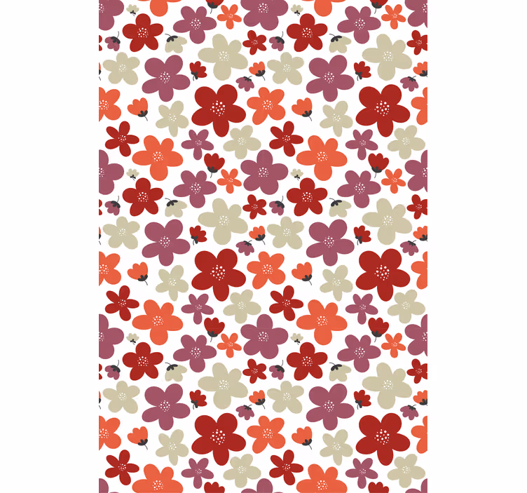 Scandinavian wallpaper red abstract floral pattern - TenStickers