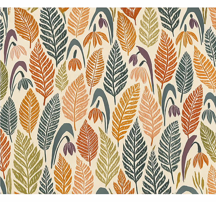 Scandinavian wallpaper multicolour snowdrop flowers - TenStickers