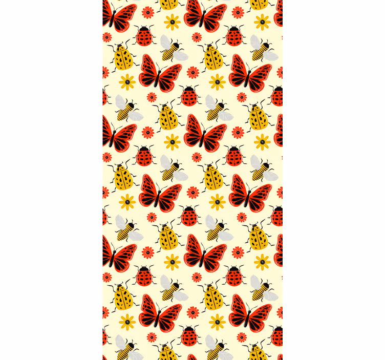 Scandinavian wallpaper colorful minimalist insect pattern - TenStickers